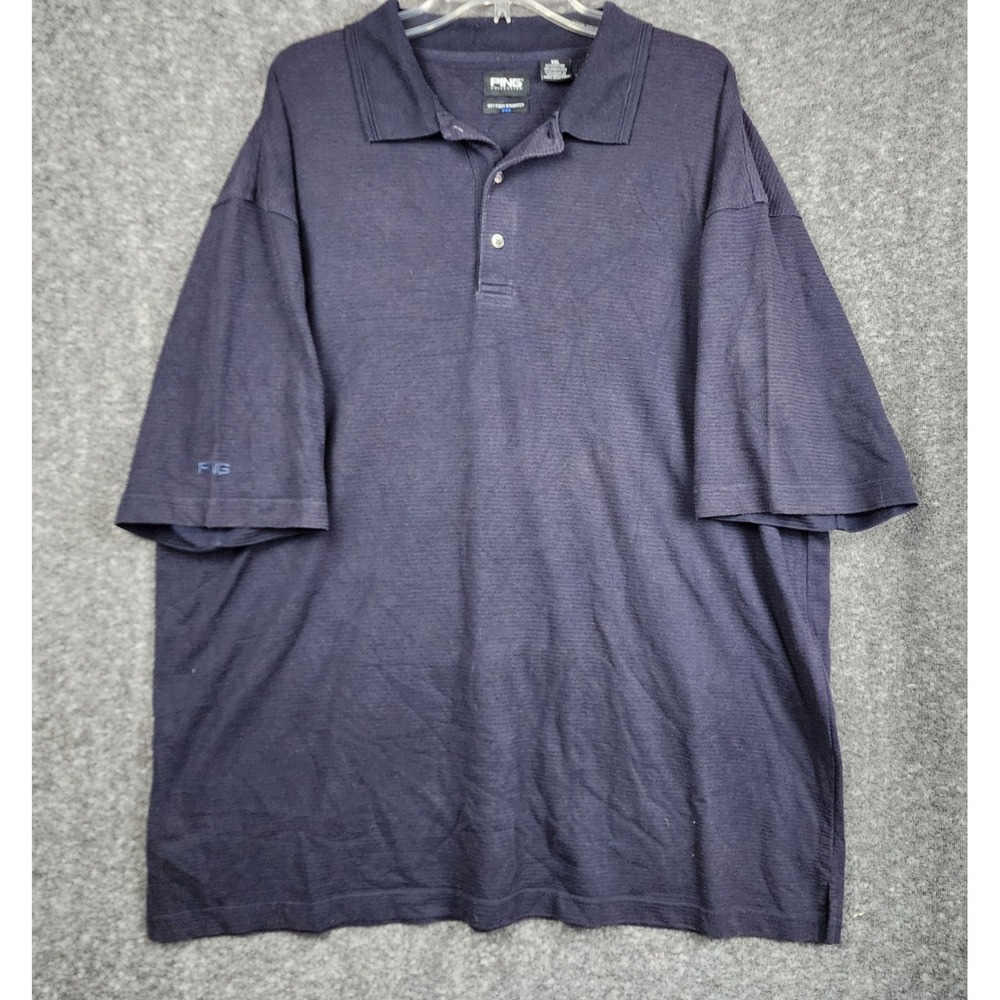 Ping Collection Polo Shirt Mens XXL Navy Blue Dry Fiber Dynamics Textured Golf